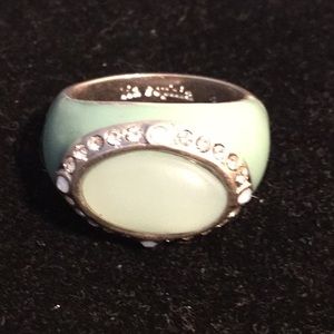 Lia Sophia mint green & crystals ring size 8.25